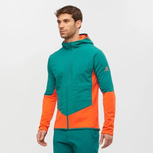 Turquoise / Orange Salomon Outline Warm Hybrid Men's Jackets | PH 39578D